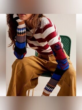 NWT: Free People Vintage Crush Cuff in Maroon combo